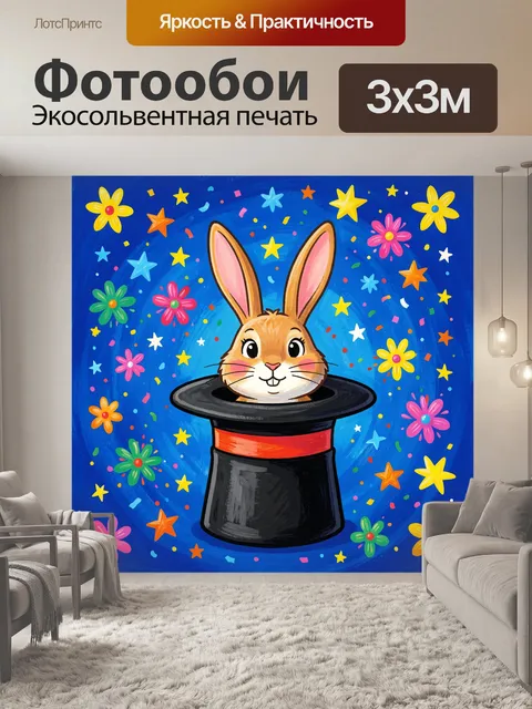 Фотообои Кролик в волшебном цилиндре