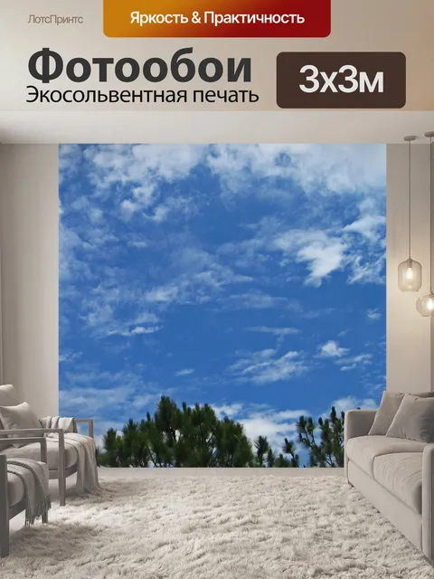 Фотообои голубое небо и рыхлое белое облако