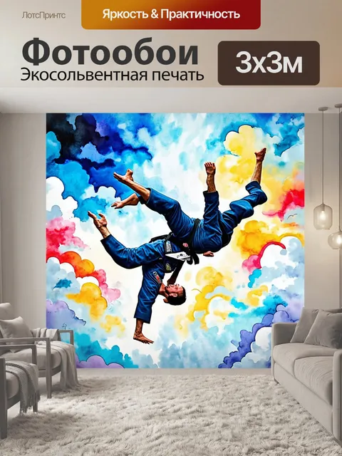 Фотообои бразильское джиу-джитсу в облаках