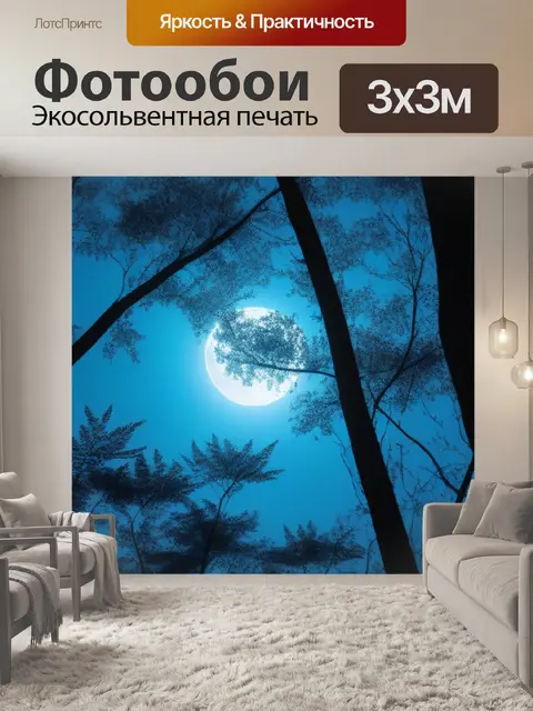 Фотообои лунный свет, пробивающийся сквозь деревья