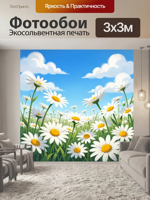 Фотообои Ромашковое поле под небом