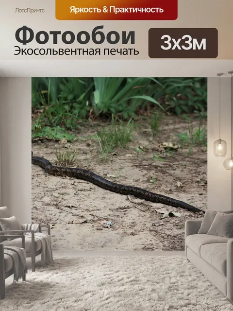 Фотообои Черная крыса змея скользит прочь