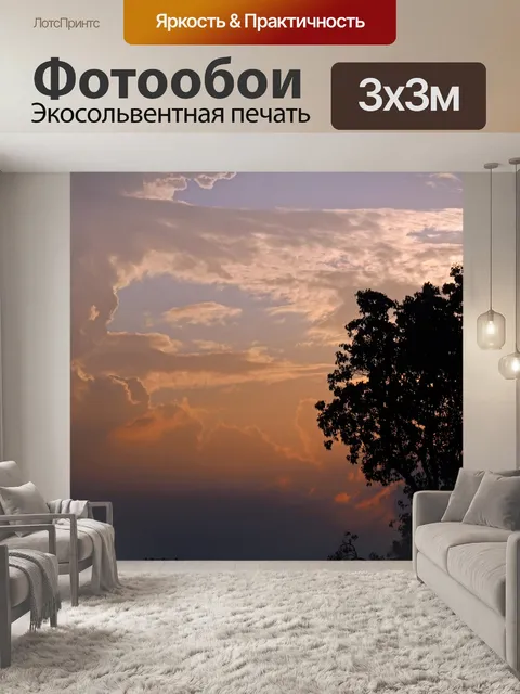 Фотообои силуэт дерева на фоне заката