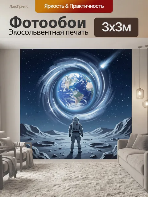 Фотообои Космонавт на лунной поверхности