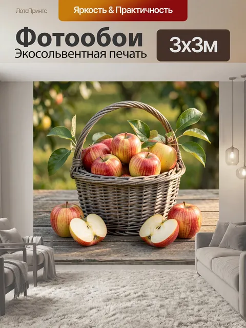 Фотообои Корзина с красными яблоками