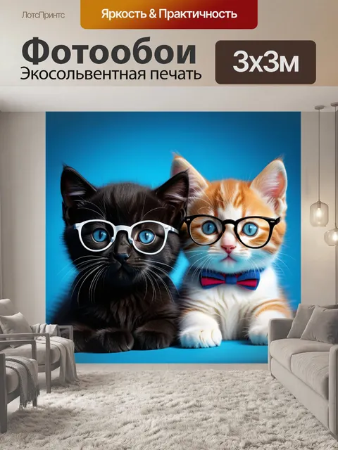 Фотообои смешные котята в очках