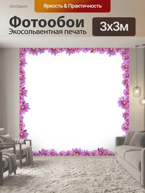 Фотообои Розовая маргаритка Цветочная рамка