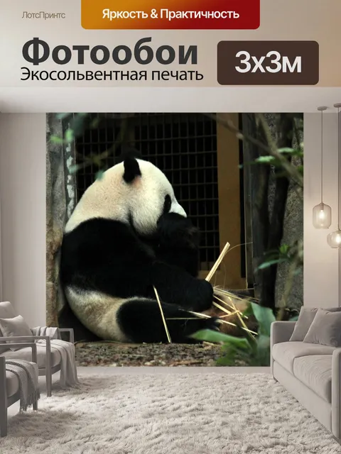 Фотообои Гигантская панда сидит и ест