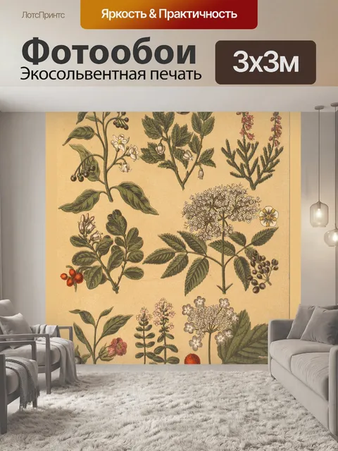 Фотообои Коллаж старинных ботанических растений