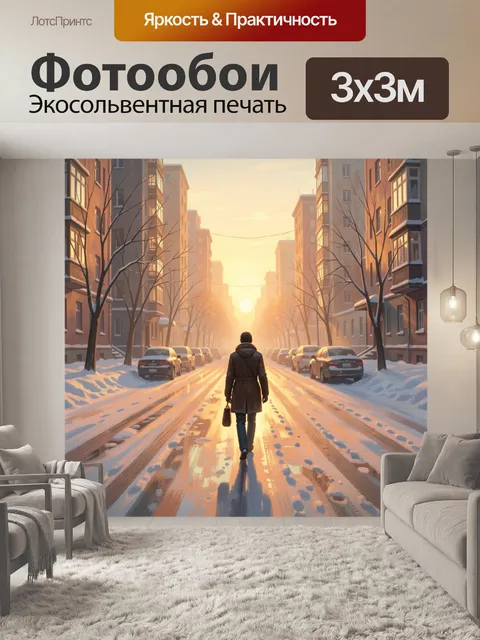 Фотообои Зимний город на рассвете