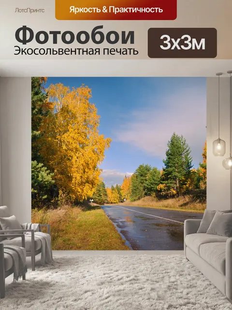 Фотообои Осенний пейзаж с лесом