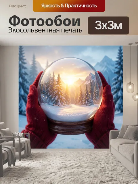 Фотообои Зимний лес в хрустальном шаре