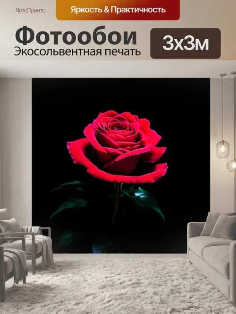 Фотообои розы в стиле нуар, окруженные тенями и силуэтами, создающими загадочный фон
