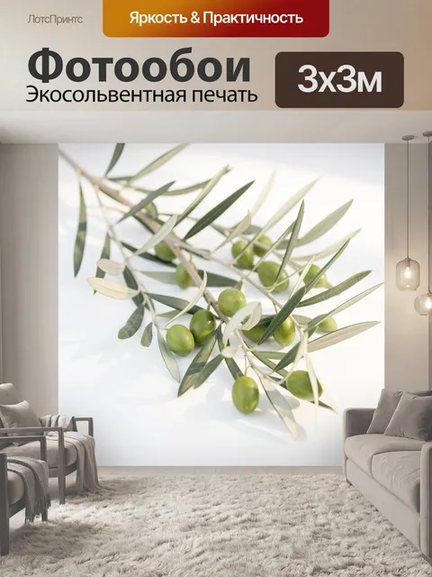 Фотообои Ветви оливы с зелёными плодами