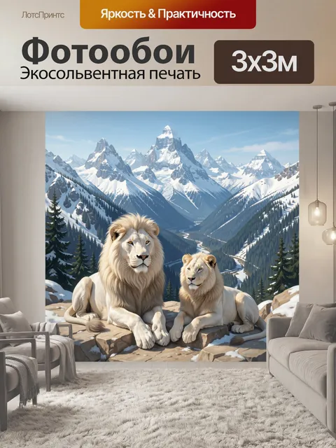 Фотообои Белые львы в альпийских горах