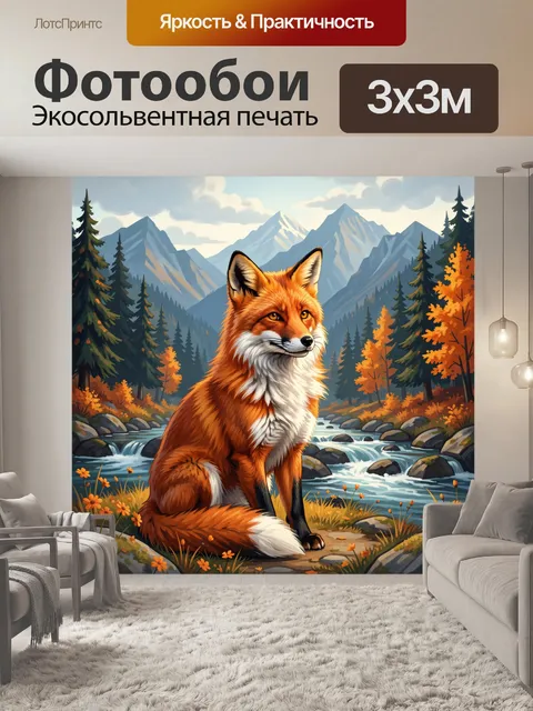 Фотообои Лиса в горном лесу