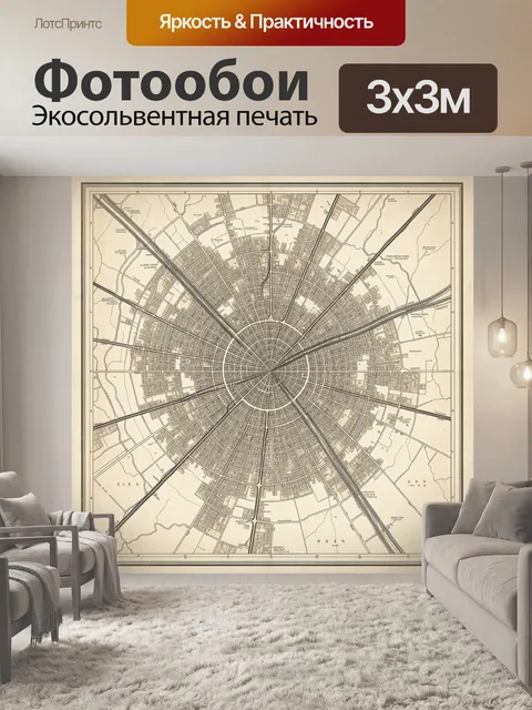 Фотообои Радиальная карта города