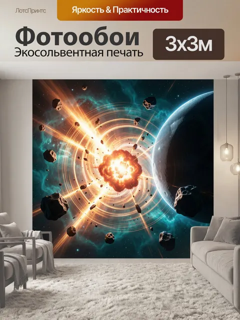 Фотообои Космический взрыв и планета