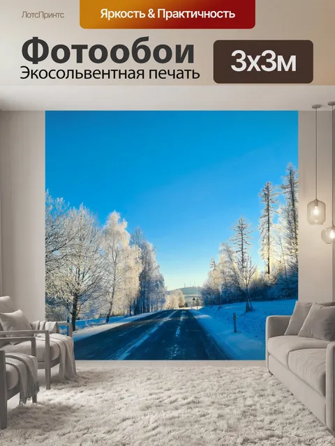 Фотообои Зимняя дорога и деревья