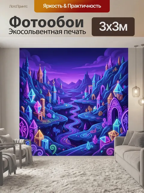 Фотообои Сказочная долина с кристальными башнями