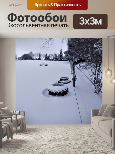 Фотообои Покрытые снегом шины