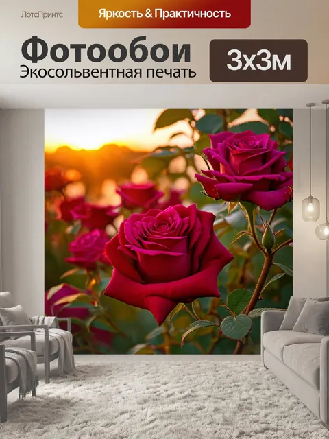 Фотообои розы в вечернем закате с мягким светом