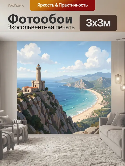 Фотообои Маяк на скалистом побережье