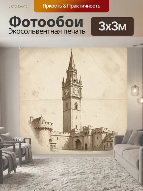 Фотообои Старинная башня с часами