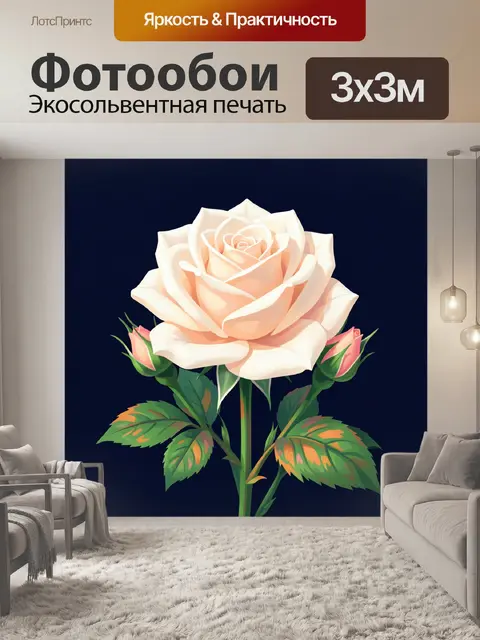 Фотообои Нежная белая роза