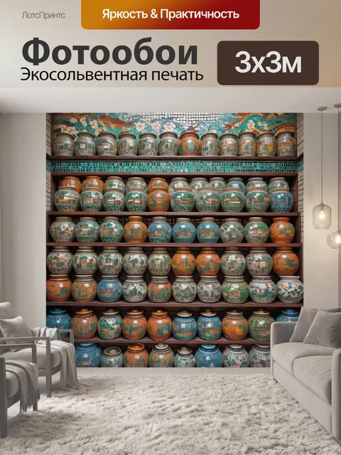 Фотообои город в стиле мозаика, старинные чайные домики с атмосферой спокойствия