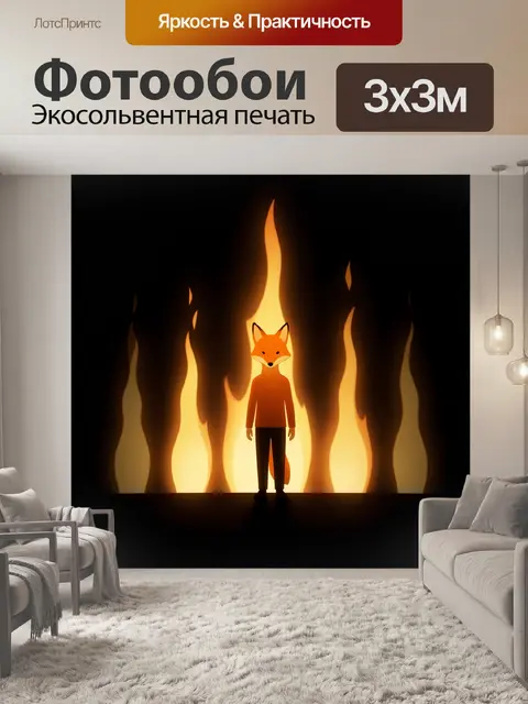 Фотообои Лис в пламени