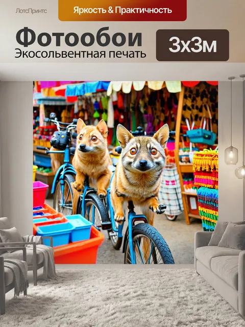 Фотообои животные на велосипеде