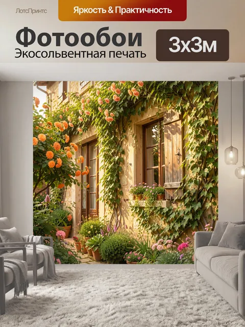 Фотообои Уютный деревенский дом в цветах