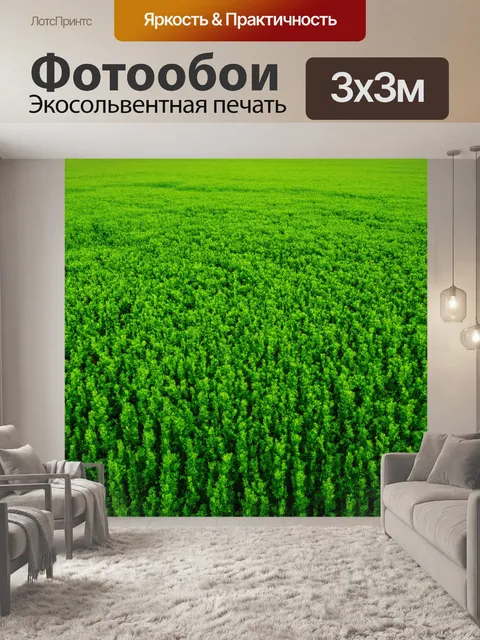 Фотообои поле, покрытое мистической зеленью и затейливыми узорами природы, передающее ощущение чарующей гармонии