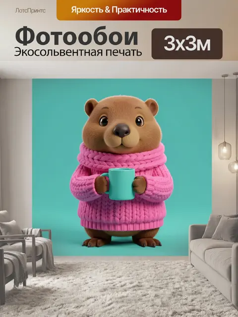 Фотообои Милый медвежонок с кружкой