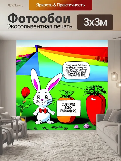 Фотообои русский: пейзаж, где пасхальный заяц находится за границей таможни, обсуждая параметры ввоза с забавными…