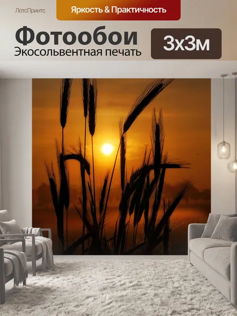 Фотообои Пшеница ржаная восход красная