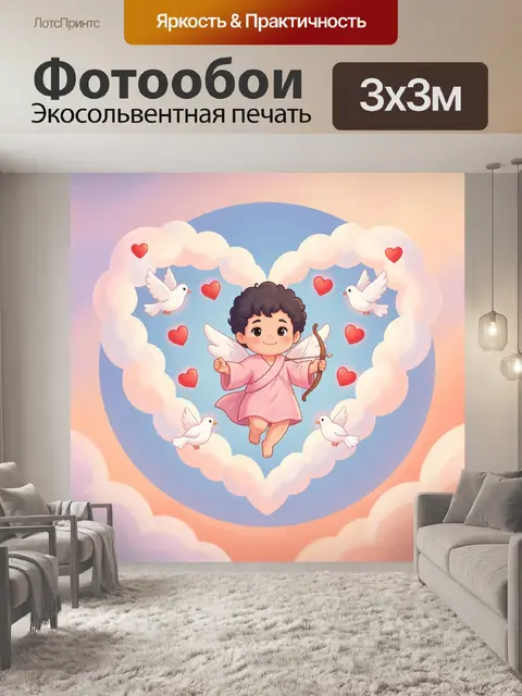 Фотообои Милый купидон с голубями