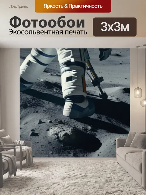 Фотообои астронавты, собирающие образцы почвы на луне
