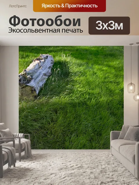 Фотообои Сухой ствол дерева на траве