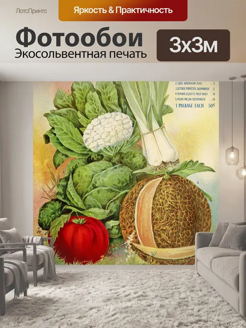 Фотообои Овощи Винтаж Иллюстрация