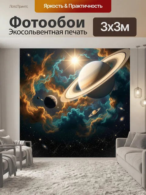 Фотообои Космос с кольцевой планетой