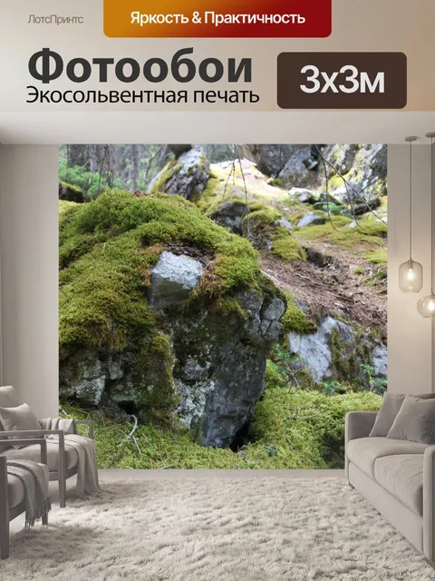 Фотообои Покрытая мхом скала