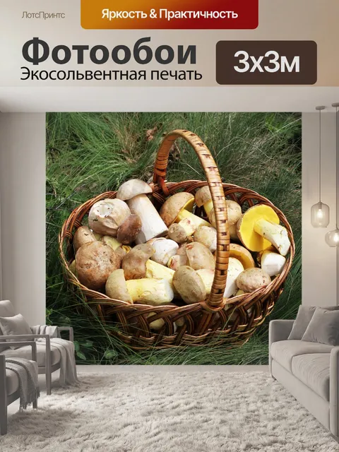 Фотообои Грибы в корзине