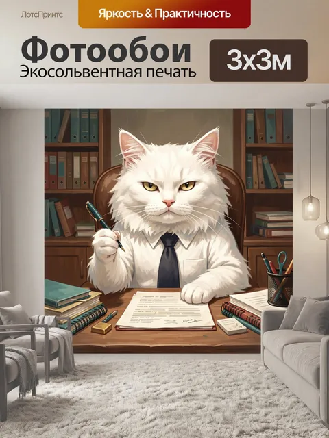 Фотообои Белый кот в деловом образе
