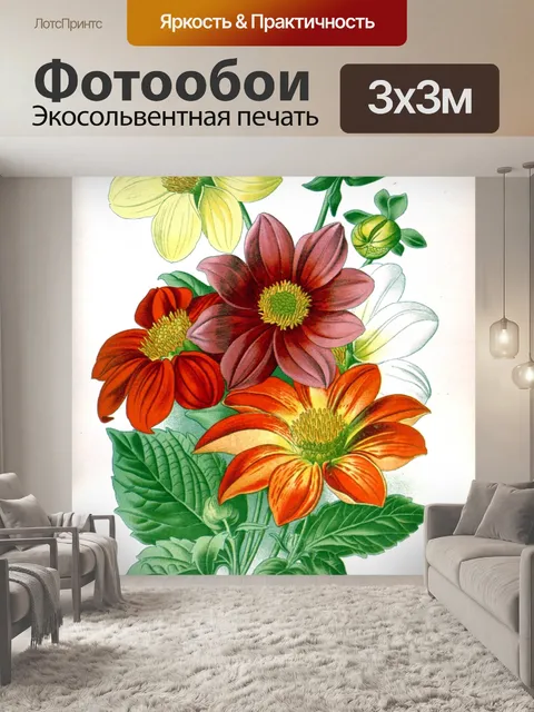 Фотообои Цветы георгины винтажное искусство