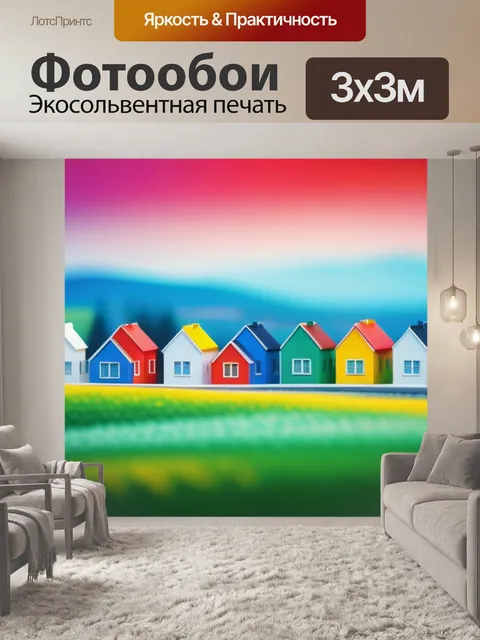 Фотообои малевич пейзаж с домом разноцветный
