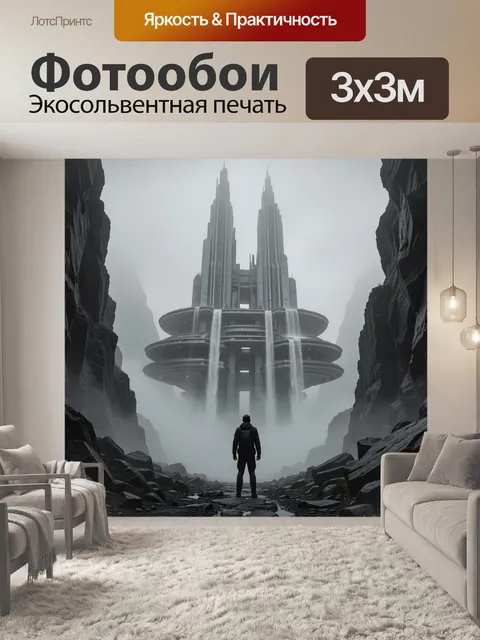 Фотообои Футуристическая цитадель в тумане