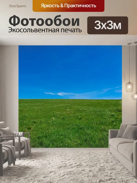 Фотообои зеленая трава и голубое небо