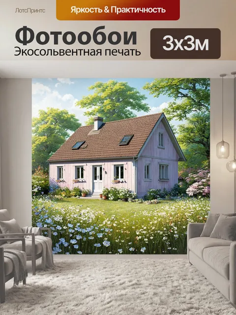 Фотообои древний шведский дом в стиле шебби-шик